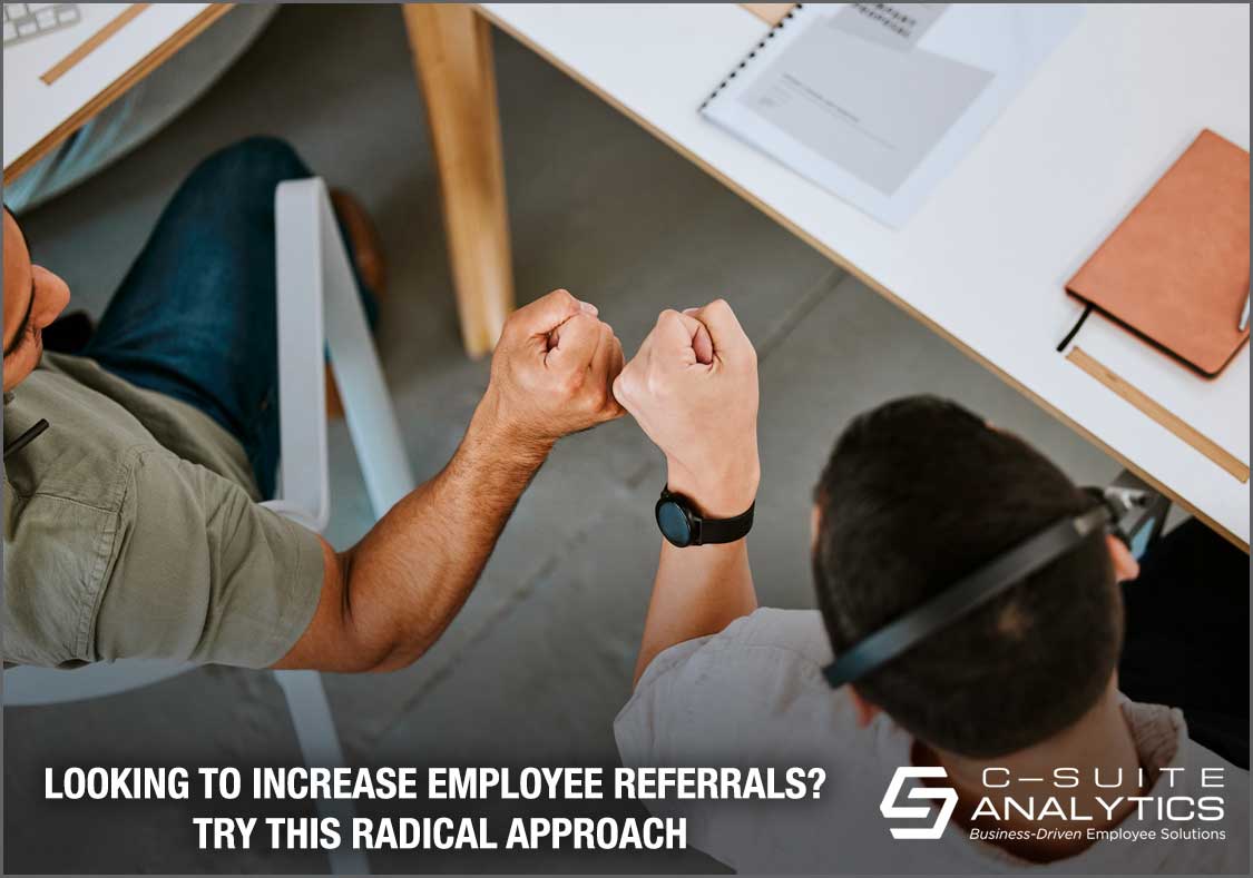 Referral program employees fist pump